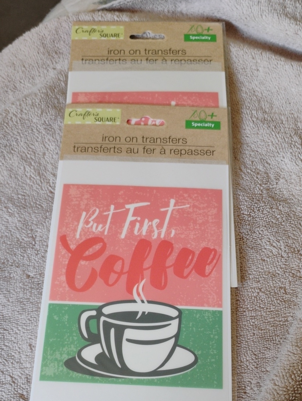 Pink & Green 'But First, Coffee' Iron-On Transfer